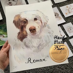 Ritratto di un animale domestico in una corona di fiori, ritratto di cane personalizzato, regalo per gli amanti dei cani, acquerello personalizzato per cani, ritratto commemorativo, animale domestico in perdita