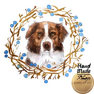 Ritratto personalizzato di cane, regalo per amanti dei cani, acquerello personalizzato per cani, animale domestico con fiori, ritratto in una corona, ritratto commemorativo, animale domestico in perdita