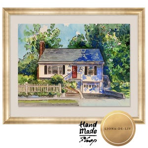 Original Watercolor House Portrait | Hand Painted Home Illustration from Photo | Personalized Architectural Artwork  Family or New Home Gift