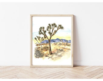Joshua Tree Watercolor Art Print | Southwestern Wall Decor
