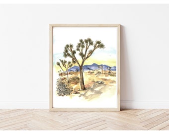 Joshua Tree Art Print - Southwestern Wall Decor - Joshua Tree in Watercolor - Medjool Studio Illustrations