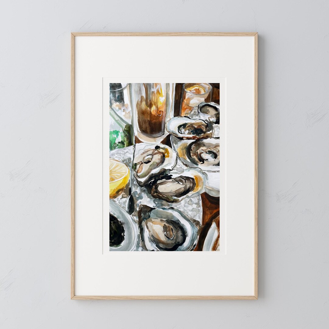 Oyster Watercolor Canvas Wall Art