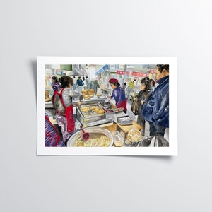 Art coréen - art mural coréen, scène de marché coréen, Corée, impression d'art coréen, peinture coréenne, art coréen, estampes coréennes, coréen