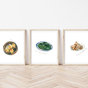 Set of 3 Dim Sum Art Gallery, Hong Kong Dim Sum, Discounted Print Set, Shiu Mai, Chinese Food, Wall Art, Foodie Gift Set