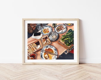 Nom Wah Tea Parlor Print | NYC Dim Sum Art | Chinatown New York Food Still Life | Dim Sum Restaurant Illustration | NYC Kitchen Wall Art