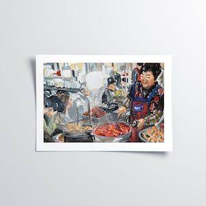 Art coréen - art mural coréen, scène de marché coréen, Corée, impression d'art coréen, peinture coréenne, art coréen, estampes coréennes, coréen