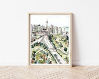 Toronto Cityscape Art Print | Toronto Wall Decor, Street Scene Painting, Travel Wall Art