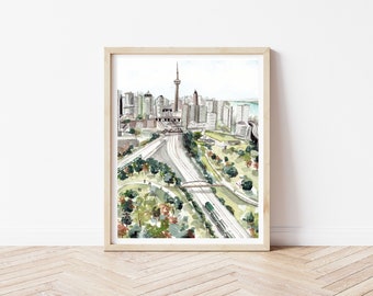 Toronto Cityscape Art Print - Street Scene Painting - Toronto Wall Decor - Travel Wall Art