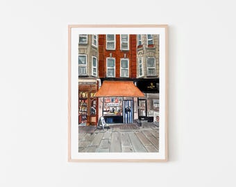 English Butcher Shop Print | High Street Butcher Art | British Shopfront Illustration | Vintage Butcher Store Art | UK Street Scene Print