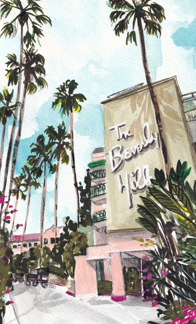 Beverly Hills Hotel Print | Los Angeles Wall Art, California Travel ...