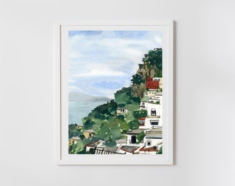 Amalfi Coast Print - Amalfi Print, Amalfi Coast Painting, Italian Print, Italian Coastal Painting, Travel Watercolour