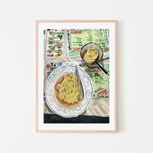Asian Noodles Art Print - Noodle Poster,  Hong Kong Food, Food Art Print , Asian Food Poster, Food Illustration, Kitchen Decor, Dim Sum