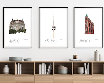 Set of 3 Toronto Canada Prints, Toronto Poster Bundle, CN Tower, Gooderham Building, Ashbridge Estate, Cityscape Gallery Wall Set, Gift