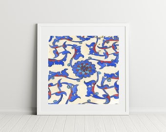 Moroccan Tile Print | Morocco Poster, Blue Tile, Riad Wall Art