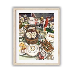 Dim Sum Art Print – Watercolor Chinese Food Illustration | Kitchen Wall Art, Yum Cha Decor, Dumpling Lover Gift, Asian Food Poster