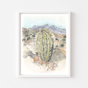 Boho Cactus Art Print - Southwestern Wall Decor - Green Plant in Watercolor - California Botanical Art - Medjool Studio Illustrations