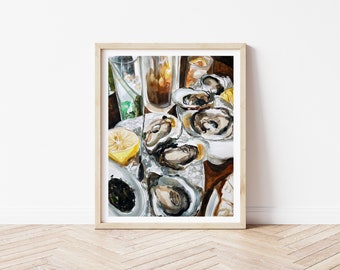 Oyster Painting - Shell Print, Oyster Art, Oyster Shell Print, Pepper Grove Oyster Watercolor Print, Beach House Decor, Oyster Prints