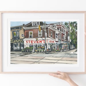 Annex Toronto Art Print - Toronto Watercolor Painting, Steven&#39;s Convenience Store Poster, Toronto Wall Decor, Garden Flower Art Print