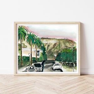 Hollywood Hills Kunstdruck - Hollywood - Minimalistisches Dekor - California Dream Wandkunst - Amerikanische Kunst - USA Druck - Hollywood-Zeichen