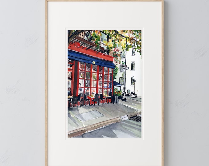 New York City Cafe Art Print, Upper East Side New York, NYC Cafe, New York Streetscape,  New York Wall Art, New York Poster