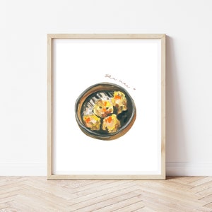 Dim Sum Art - Shuimai Print, Dim Sum Poster, Hong Kong Street Food, Food Art Print, Food Poster, Kitchen Decor, Gift for Foodies