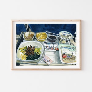 Korean Air Meal Art Print Korean Food Wall Art, Korea, Korean Art Print, Korean Painting, Korean Street Food, Korea Art, Korea Prints imagem 1