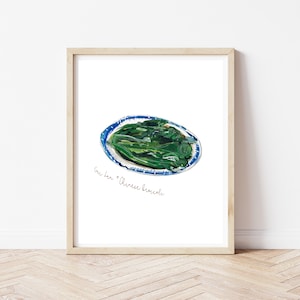 Chinese Broccoli Art Print,  Gai Lan Dim Sum Poster, Hong Kong Street Food, Food Art Print, Food Poster, Kitchen Decor, Gift for Foodies