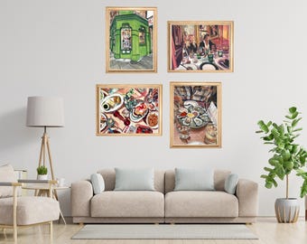 Set of 4 Toronto Date Night Prints - Restaurant, Wine Bar and Dinner Wall Art