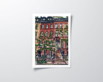 New York City Brownstone Art Print, New York, Soho, New York Streetscape,  New York Wall Art, New York Poster, New York Skyline