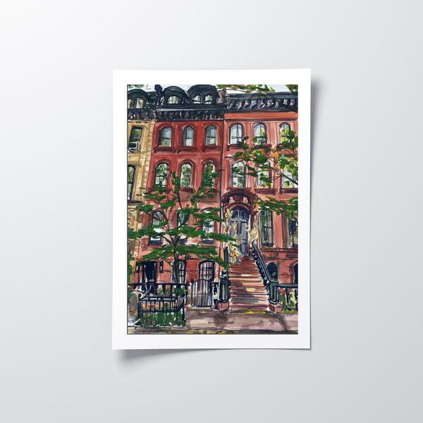 New York City Brownstone Art Print, New York, Soho, New York Streetscape,  New York Wall Art, New York Poster, New York Skyline