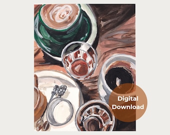 Dim Sum Watercolor Art Print (Digital Download) | Hong Kong Dim Sum, Asian Food Print, Kitchen Decor