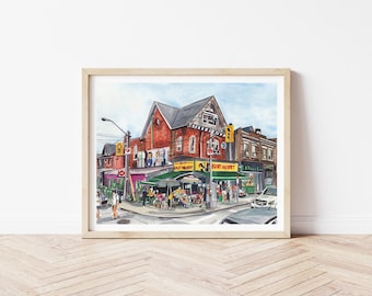 Toronto Bloor Street Fruit Market Print | Toronto Market Wall Art | Toronto Storefront Illustration | Annex Toronto Art