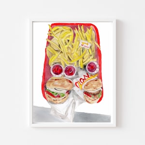 In and Out Burger Art Print - Foodie Wall Art  - Novelty Burger - LA Watercolor - Medjool Studio Illustrations