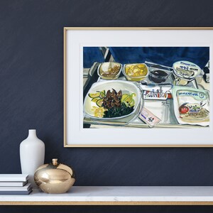 Korean Air Meal Art Print Korean Food Wall Art, Korea, Korean Art Print, Korean Painting, Korean Street Food, Korea Art, Korea Prints image 3