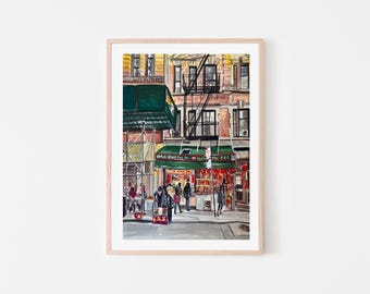 NYC Chinatown Laundromat Print | New York Street Scene Art | Chinatown NYC Illustration | NYC Storefront Wall Art | New York City Print