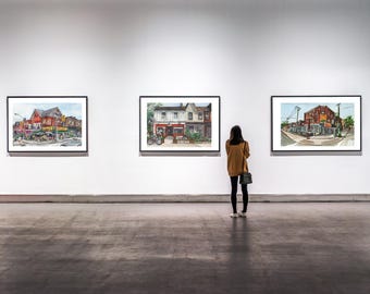 Set of 3 Toronto Market Prints, Fruit Stand Cafe and Pho Wall Art