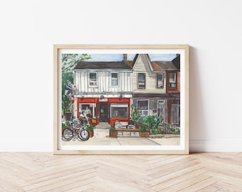 Kensington Coffee Toronto Print | Kensington Market Cafe Art | Toronto Coffee Shop Illustration | Toronto Wall Art | Toronto Cityscape Print
