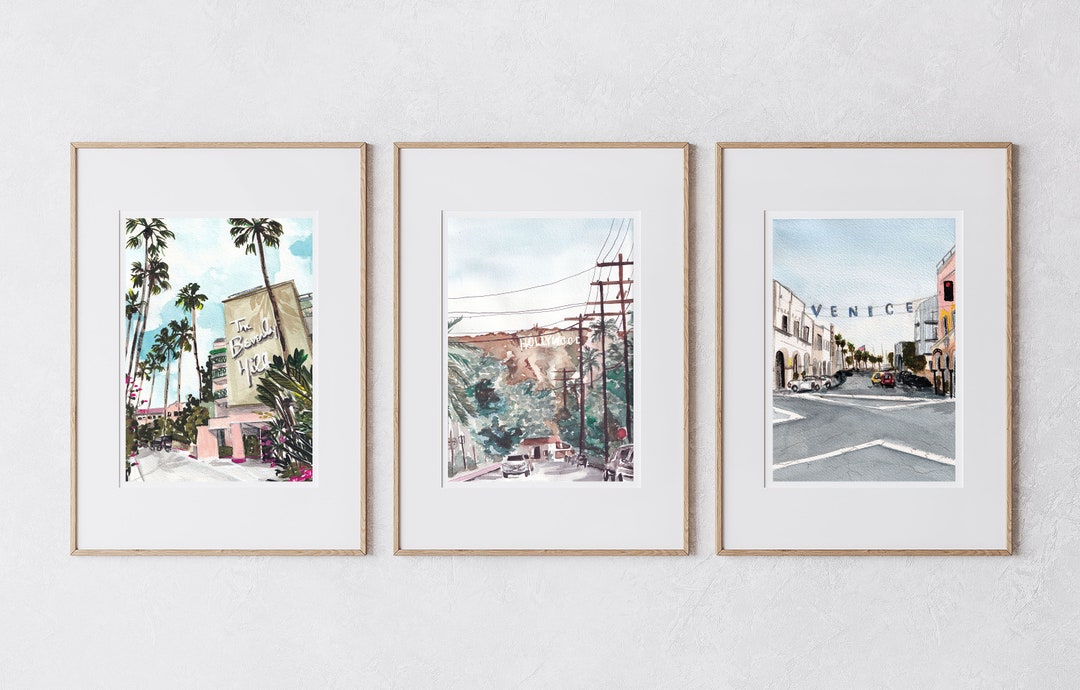 Los Angeles Art Los Angeles Poster, Set of Three, Los Angeles, Los