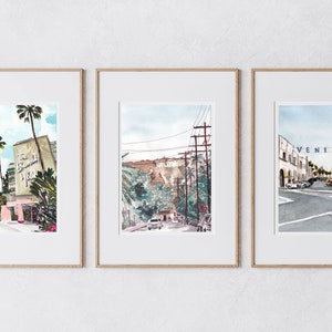 Los Angeles Art - Los Angeles Poster, Set of Three, Los Angeles, Los Angeles Prints, Los Angeles Print, Venice Beach Print, California Art