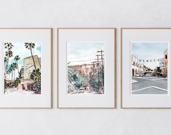Los Angeles Art Print Set | Venice Beach, California Travel Wall Art