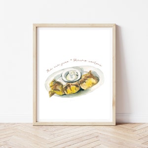 Shrimp Wonton Print, Dim Sum Poster, Hong Kong Street Food, Food Art Print, Food Poster, Kitchen Decor, Gift for Foodies