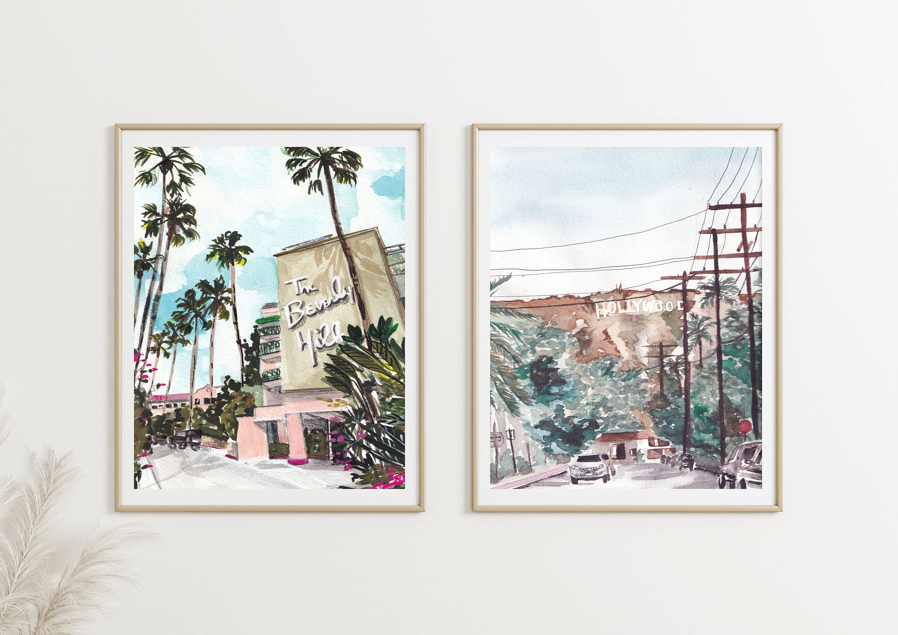 Beverly Hills Hotel Art Print – Watercolor California Wall Art