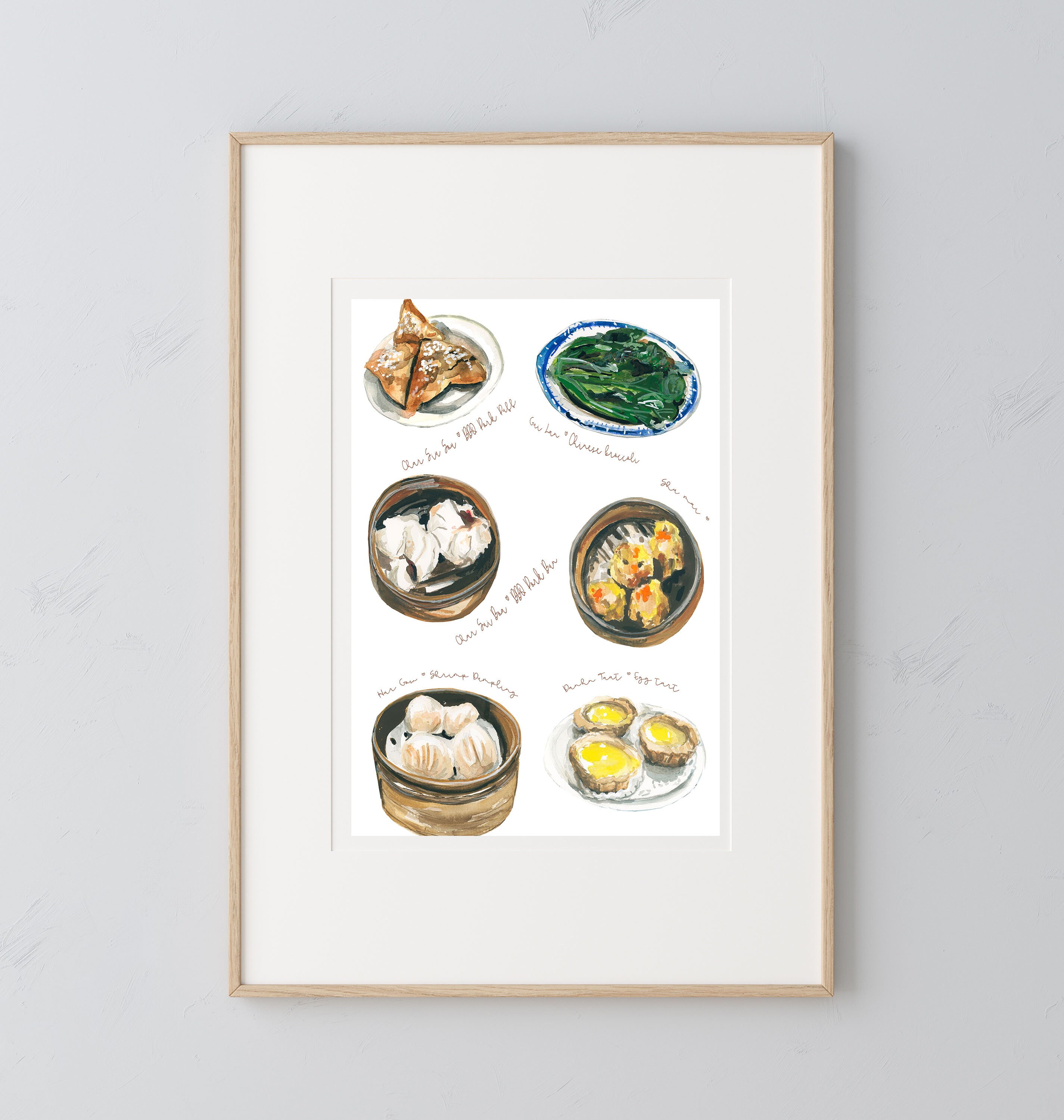 Dim Sum Art Print, Dim Sum Poster, Hong Kong Wall Decor, Chinese Food ...
