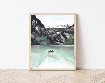 Lake Louise Watercolor Art Print | Banff National Park, Canadian Travel Wall Decor, Rocky Mountains