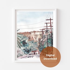 DIGITAL DOWNLOAD - Hollywood Sign Poster - Los Angeles Wall Art, California Poster, Los Angeles Print,