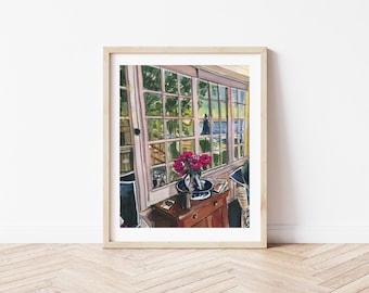 Lake Simcoe Cottage View Print | Cottage Window Lake Art | Ontario Lake House Wall Art | Canadian Landscape Art | Lake Simcoe Art Print