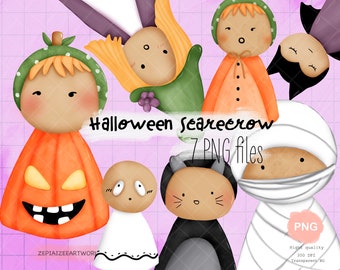 Halloween scarecrow png clipart,scarecrow halloween watercolor files,pumpkin scarecrow png.