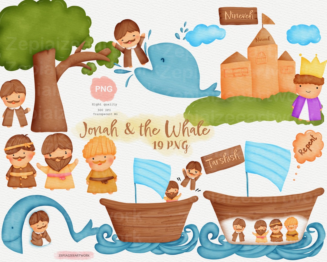 Jonah and the Whale Bible Story Cartoon, Bible for Kids,christian Story Clipart, Old Testament ...