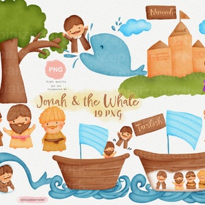 Jonah and the whale bible story cartoon, bible for kids,christian story clipart, Old Testament narrative, prophet