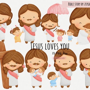 Biblical Digital Art Jesus with Children clipart.Inspiring Spiritual Illustration